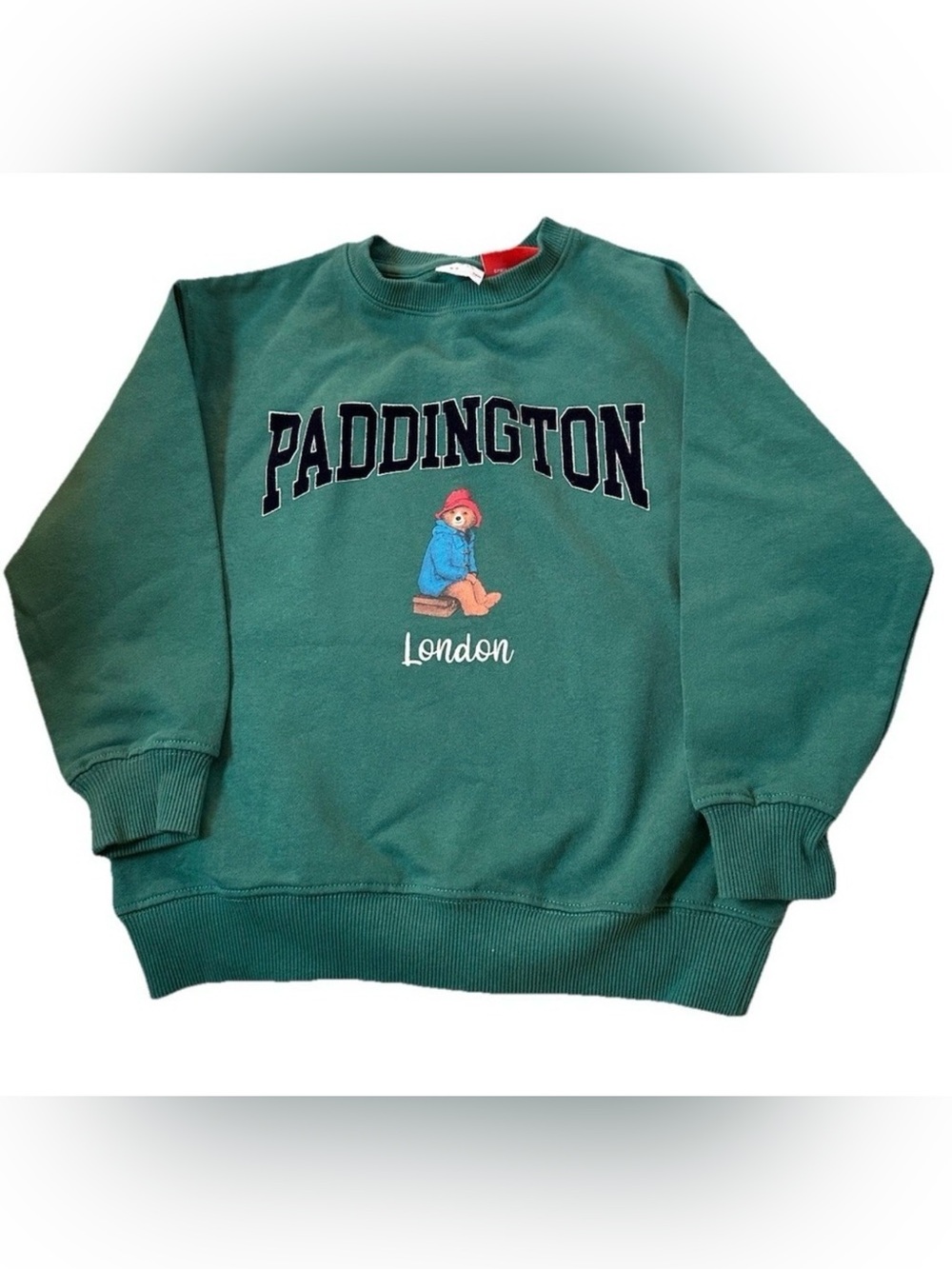 Zara Paddington Bear Crewneck Sweatshirt Kids Size 6-7 Green London Cotton New